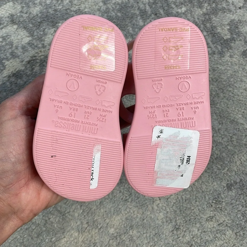 Mini Melissa Jump Sandals Pink Glitter Jelly Shoes Sz 6
